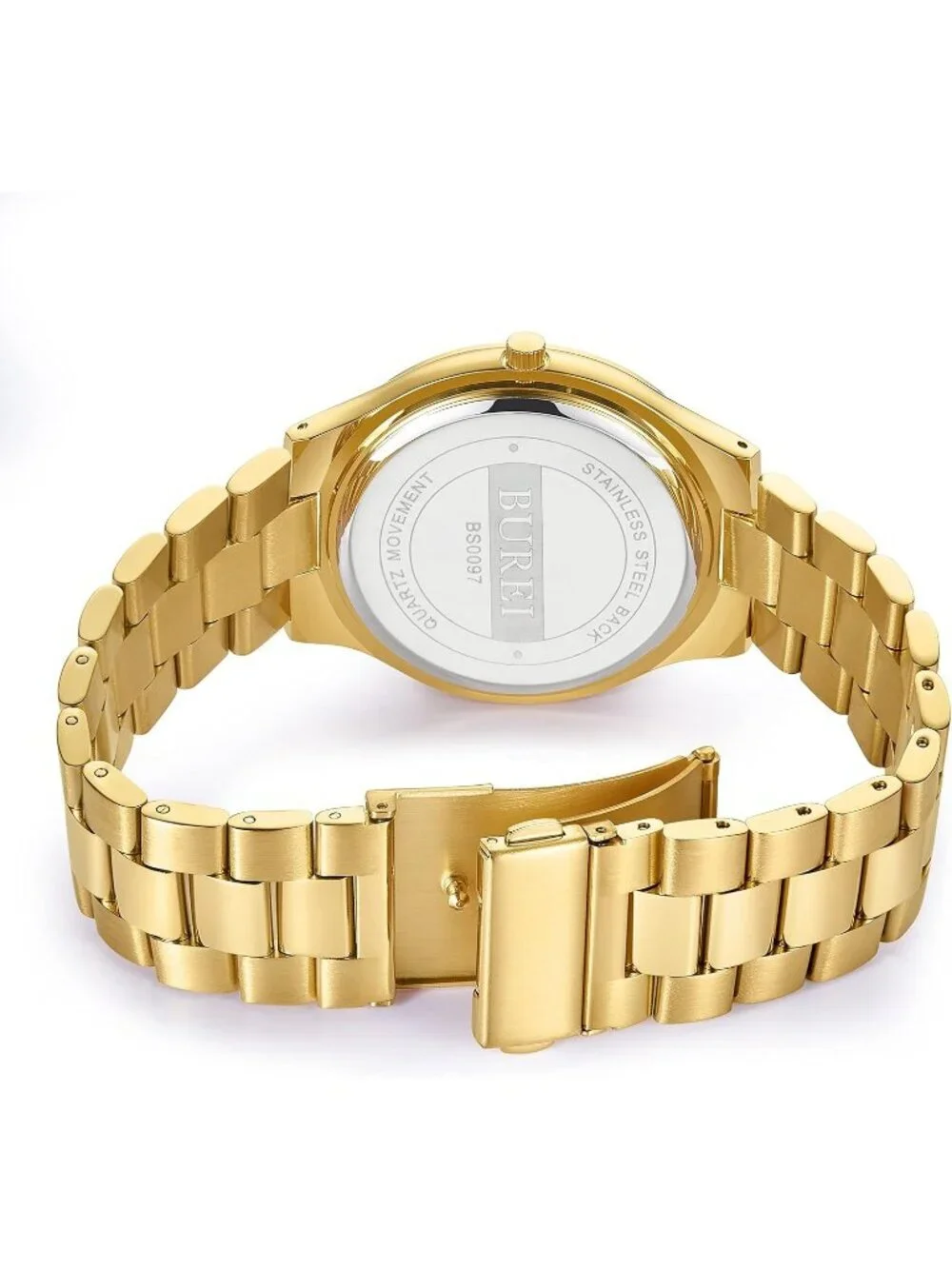 Men's All Golden Analog Quartz Stainless Steel Waterproof Round Luxury Watch